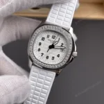 Super Clone Patek Philippe Aquanaut 5067A-025 35.6mm White Dial Diamond Bezel Moissanite Steel CustomizeVersion