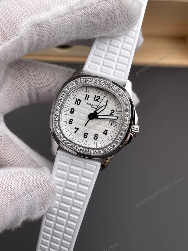Super Clone Patek Philippe Aquanaut 5067A-025 35.6mm White Dial Diamond Bezel Moissanite Steel CustomizeVersion