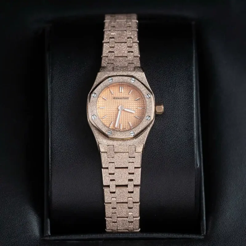 Super Clone Audemars Piguet Royal Oak Mini Frosted Gold 67630OR.GG.1312OR.01 – — side profile