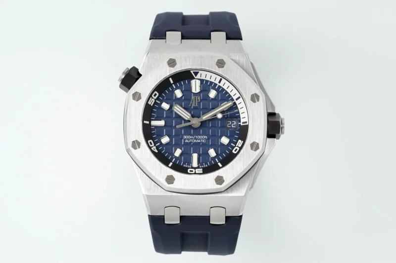 Super Clone Audemars Piguet Royal Oak Offshore Diver 15720ST 42mm Blue Dial — dial close-up
