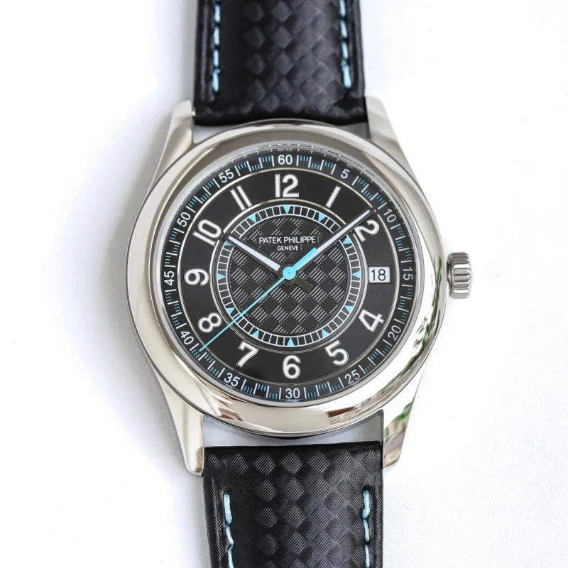 Super Clone Patek Philippe Calatrava 6007A Steel 40mm Black Tiffany Dial — dial close-up