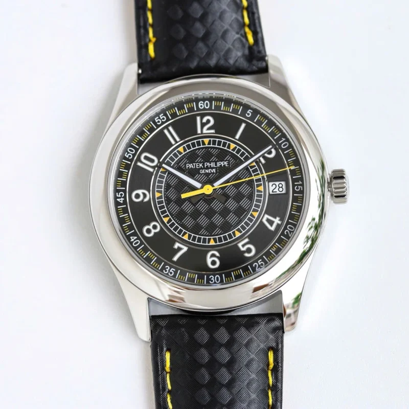 Super Clone Patek Philippe Calatrava 6007A Steel 40mm Ebony Black Dial — dial close-up