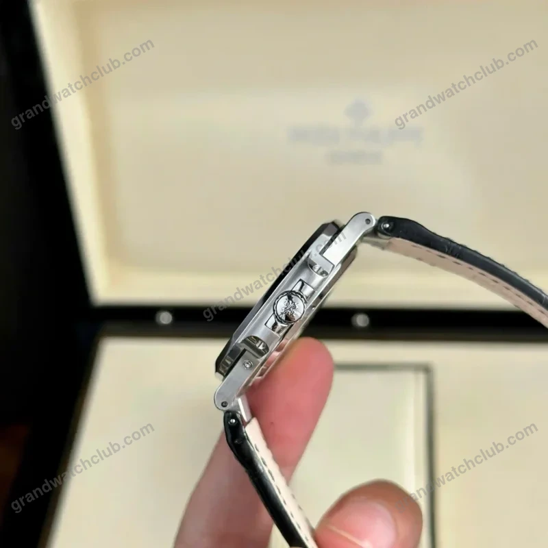 Super Clone Patek Philippe Nautilus 5712/1A – 001 Blue Dial V3 — on leather display
