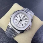 Super Clone Patek Philippe Nautilus Chronograph 5980/1A-019 40.5mm Quadrante bianco