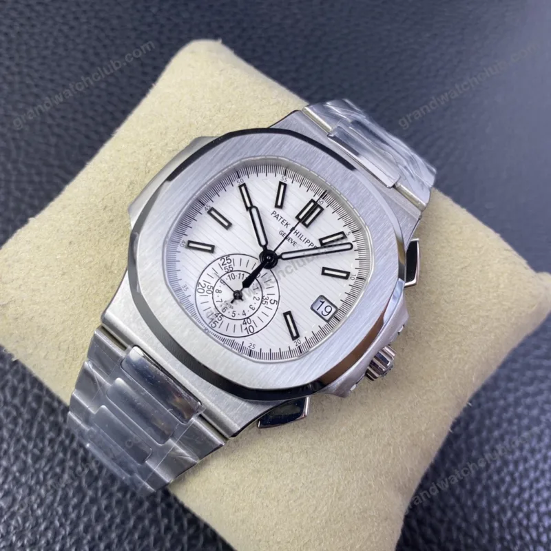 Super Clone Patek Philippe Nautilus Chronograph 5980/1A-019 40.5mm Quadrante bianco