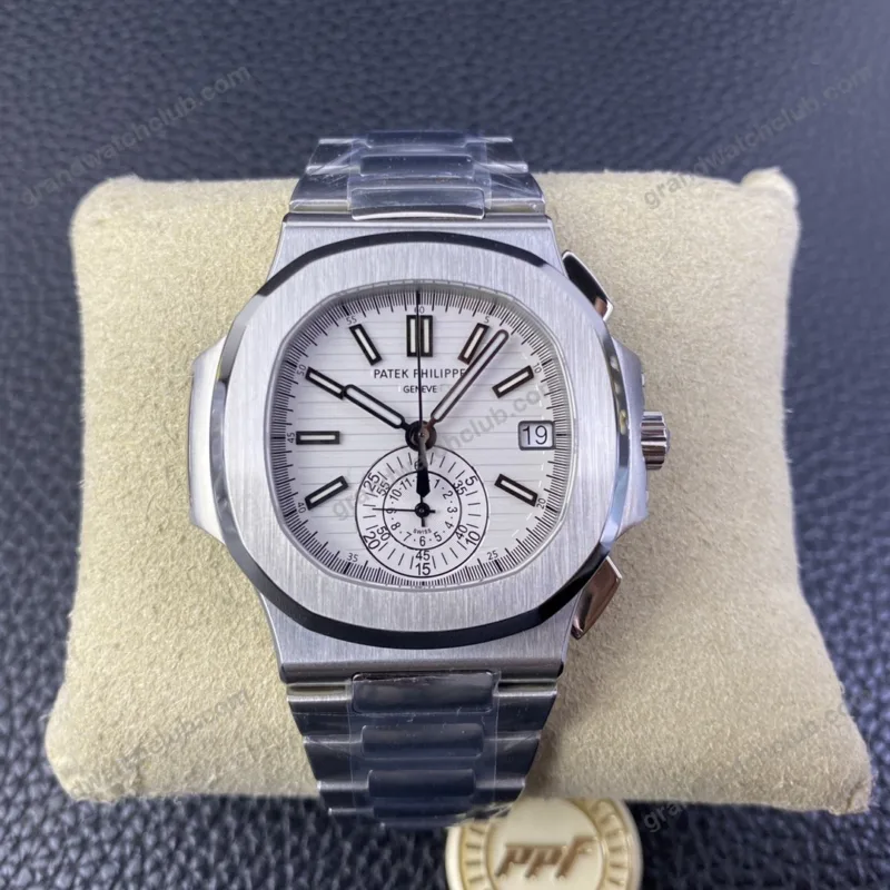 Super Clone Patek Philippe Nautilus Chronograph 5980/1A-019 40.5mm Quadrante bianco