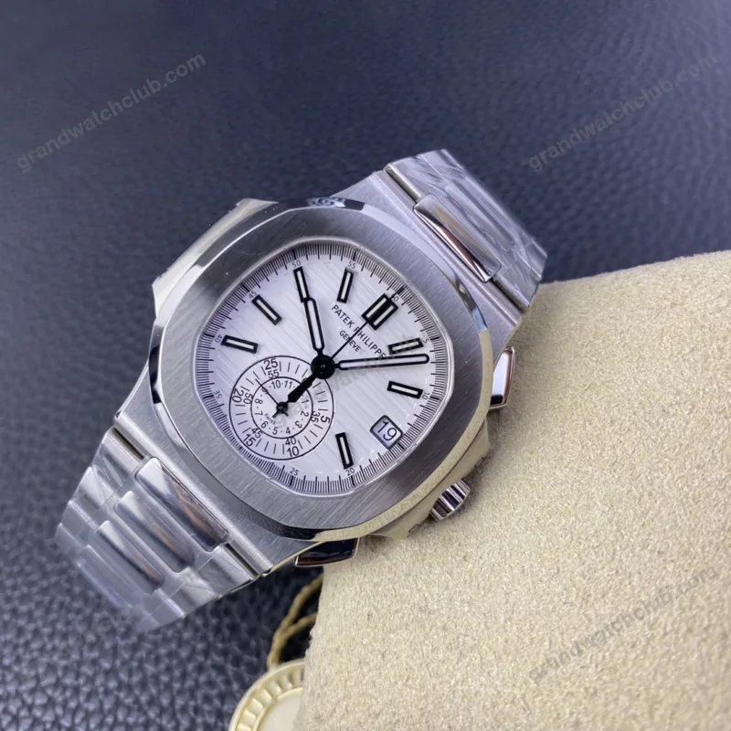 Super Clone Patek Philippe Nautilus Chronograph 5980/1A-019 40.5mm Quadrante bianco