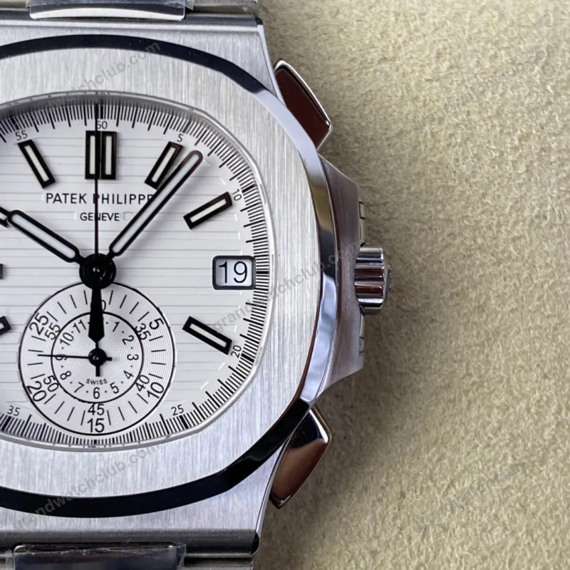 Super Clone Patek Philippe Nautilus Chronograph 5980/1A-019 40.5mm Quadrante bianco
