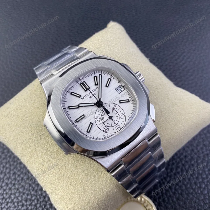 Super Clone Patek Philippe Nautilus Chronograph 5980/1A-019 40.5mm Quadrante bianco