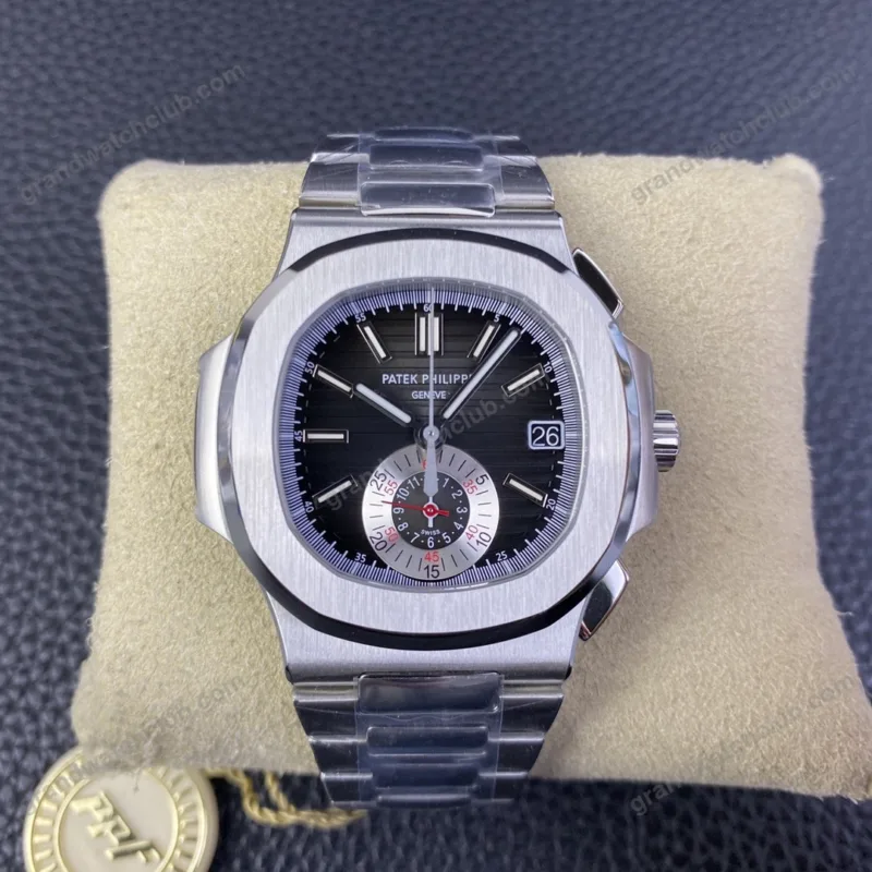 Super Clone Patek Philippe Nautilus Chronograph 5980/1A-014 40.5mm Black-Blå Dial
