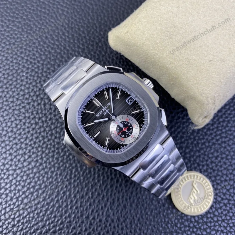 Super Clone Patek Philippe Nautilus Chronograph 5980/1A-014 40.5mm Black-Blå Dial