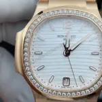 Super Clone Patek Philippe Nautilus 7118/1R-011 32.5mm Biele ciferník ružové zlato