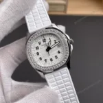 Super Clone Patek Philippe Aquanaut 5067A-025 35.6mm White Dial Diamond Bezel Moissanite Steel CustomizeVersion