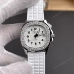 Super Clone Patek Philippe Aquanaut 5067A-025 35.6mm White Dial Diamond Bezel Moissanite Steel CustomizeVersion
