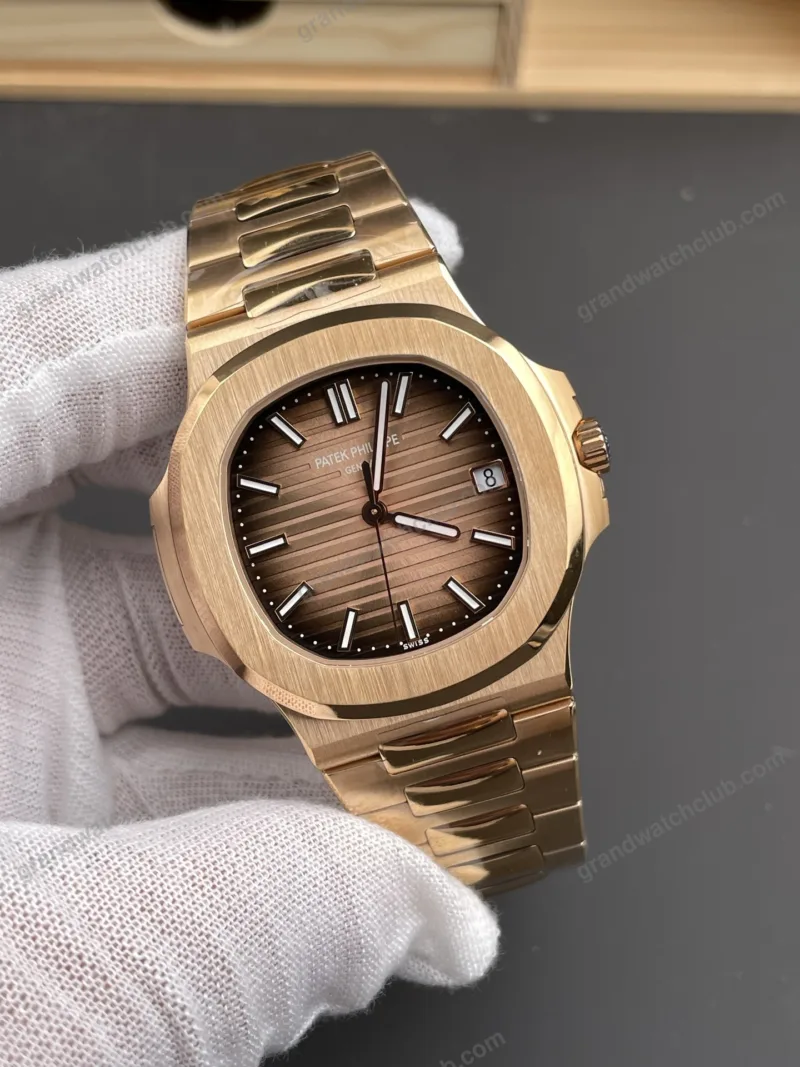 Super Clone Patek Philippe Nautilus 5711/1R-001 40mm שוקולד דיאל רוז זהב V3 Update