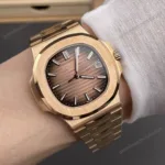 Super Clone Patek Philippe Nautilus 5711/1R-001 40mm שוקולד דיאל רוז זהב V3 Update