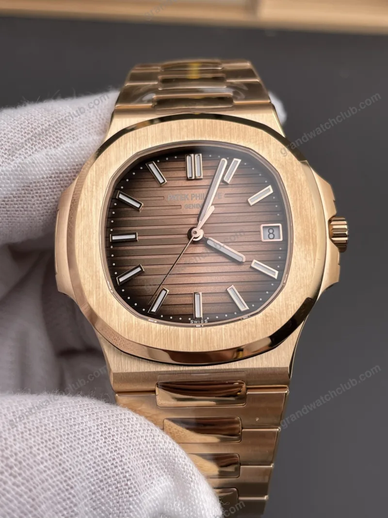 Super Clone Patek Philippe Nautilus 5711/1R-001 40mm שוקולד דיאל רוז זהב V3 Update