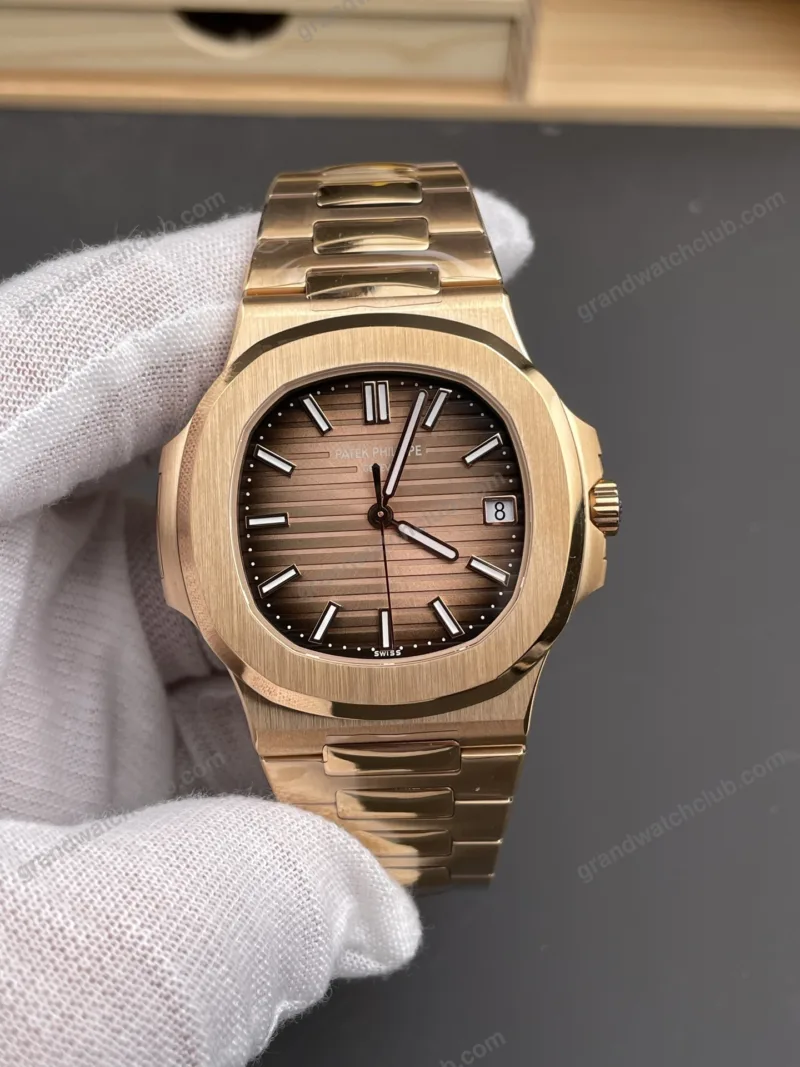 Super Clone Patek Philippe Nautilus 5711/1R-001 40mm שוקולד דיאל רוז זהב V3 Update