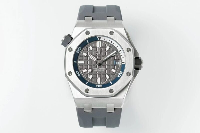 Super Clone Audemars Piguet Royal Oak Offshore Diver 15720ST 42mm Stainless Steel Grey Dial — dial close-up