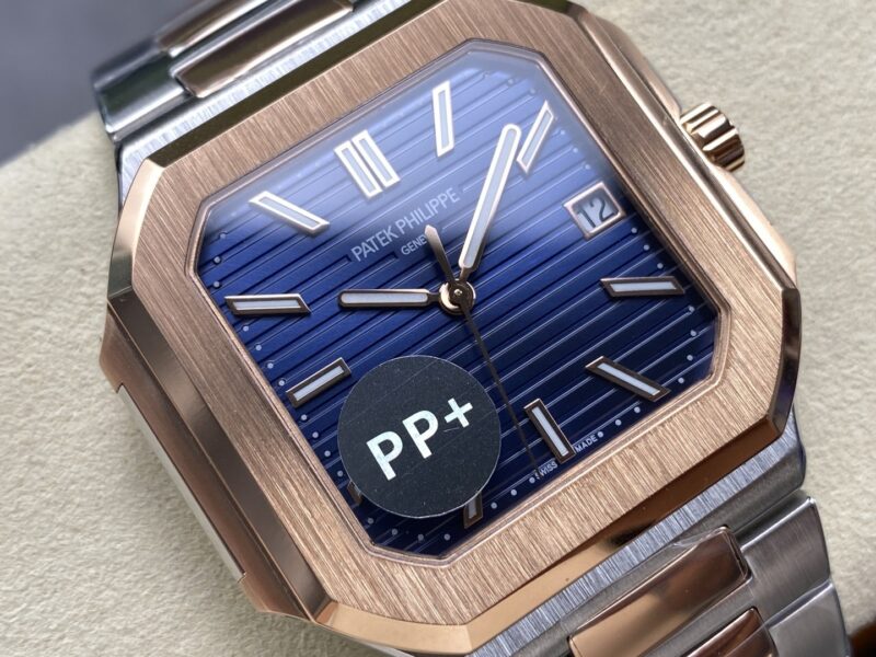 Super Clone Patek Philippe Cubitus 5821/1AR-001 45mm Blue Dial – — on leather display