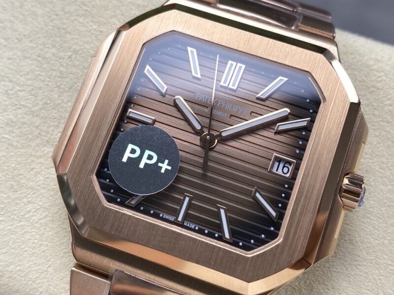 Super Clone Patek Philippe Cubitus 5821/1AR-001 45mm Chocolate Dial Rose Gold — movement / caseback view