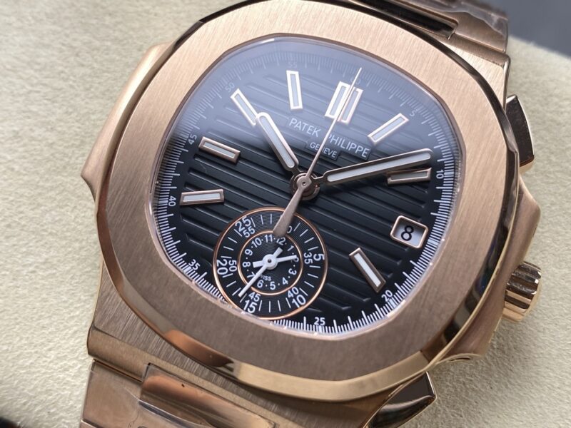 Super Clone Patek Philippe Nautilus Chronograph 5980/1R-001 40mm Black-Gray Dial Rose Gold — view 9
