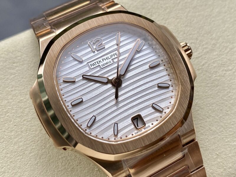 Super Clone Patek Philippe Nautilus 7118/1R-001 35.2mm White Dial Rose Gold — movement / caseback view