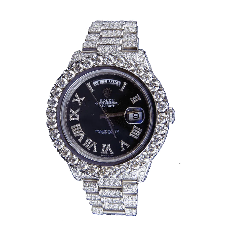 Rolex Day-Date II 218239 Black Iced Out Super Clone