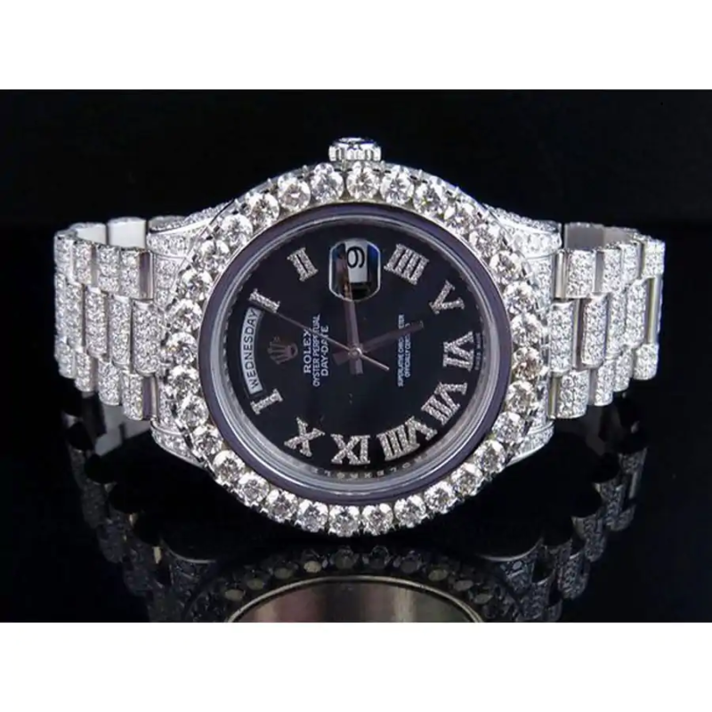 Rolex Day-Date II 218239 Black Iced Out Super Clone
