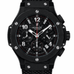 Super Clone Hublot Big Bang Black Carbon Dial Chronograph Гумена лента