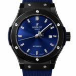 Super Clone Hublot Classic Fusion Black Blue Sunburst Dial Dây buộc cao su