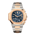 Super Clone Patek Philippe Nautilus Chronograph 5980/1AR-001 40.5mm Син номер Розово злато Demi